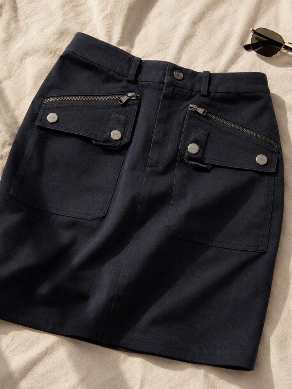 Polo Ralph Lauren Navy Utility Mini Skirt Zip Pocket Cotton Size M